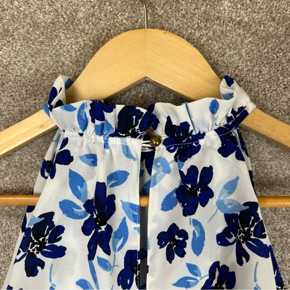 Mudpie Dress Womens Small Blue Floral Sleeveless Back Button Lined Layered-1925* - Picture 11 of 12